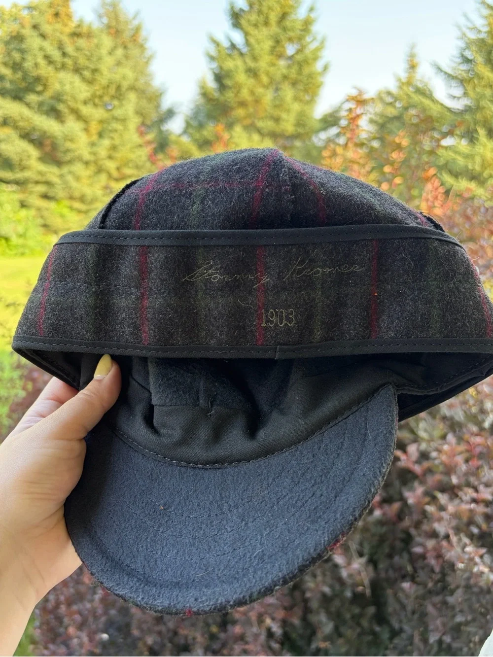 Stormy Kromer the original cap Adirondack plaid pattern wool blend hat